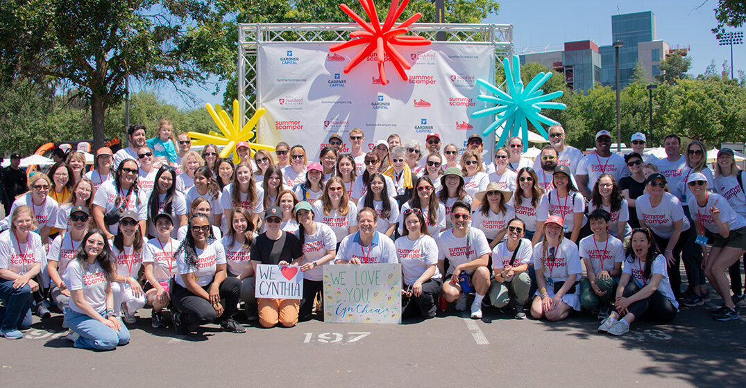 Lucile Packard Foundation employees pose together at summer scamper.